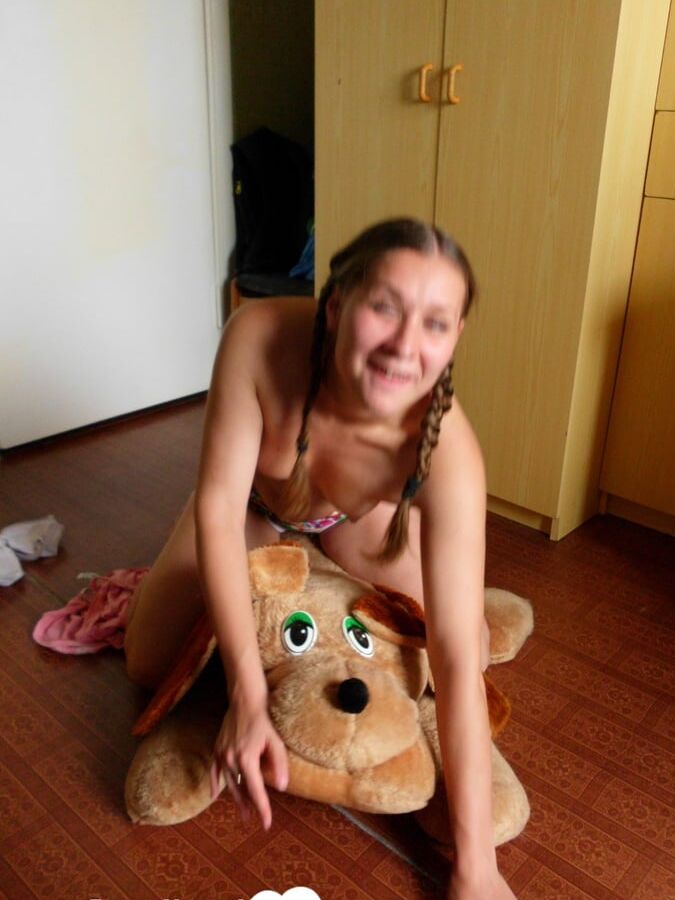Horny girlfriend humps a big dog plushie