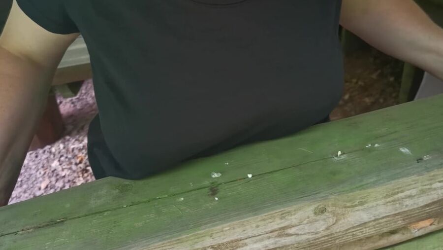 Slapping tits and ass in picnic hut