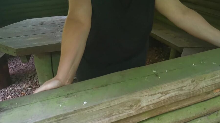 Slapping tits and ass in picnic hut
