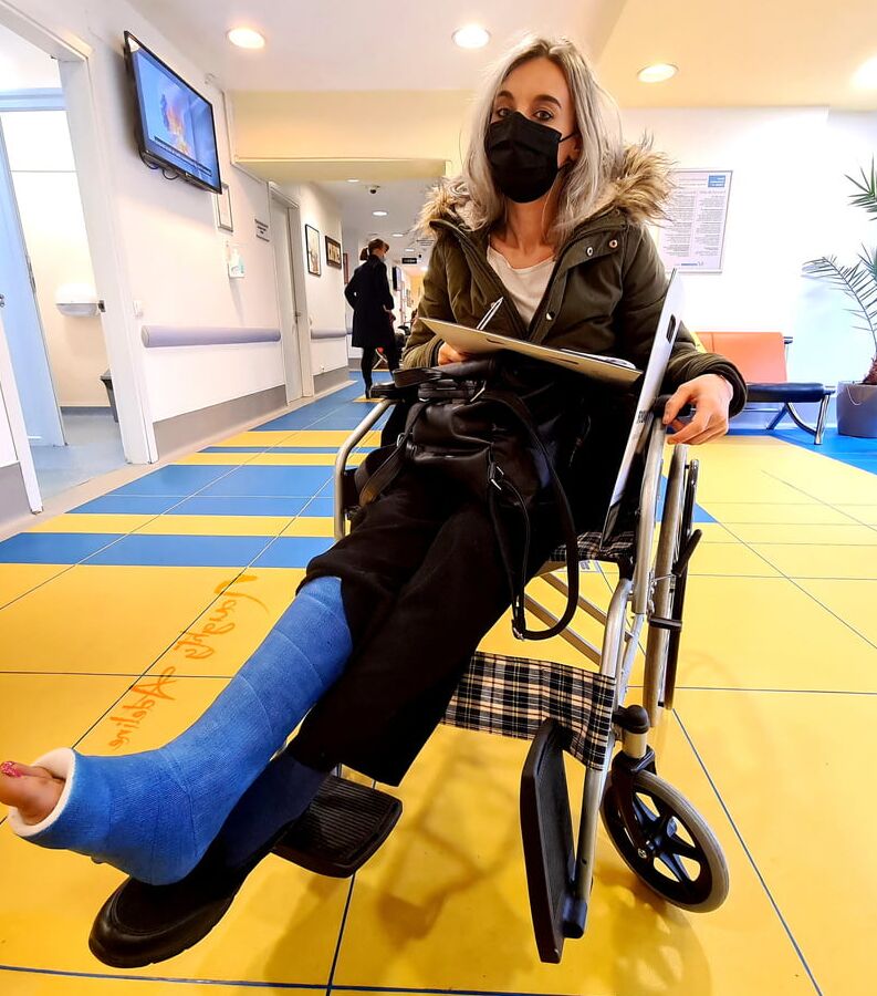 My broken ankle in a cast