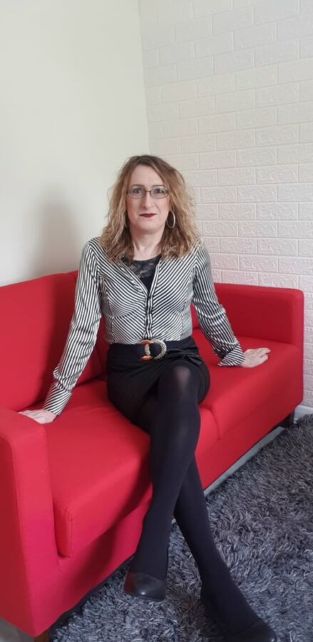 Satin Secretary in Opaque Holdups Essex Girl Lisa