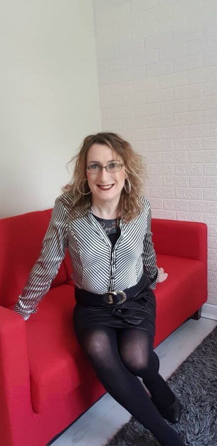 Satin Secretary in Opaque Holdups Essex Girl Lisa