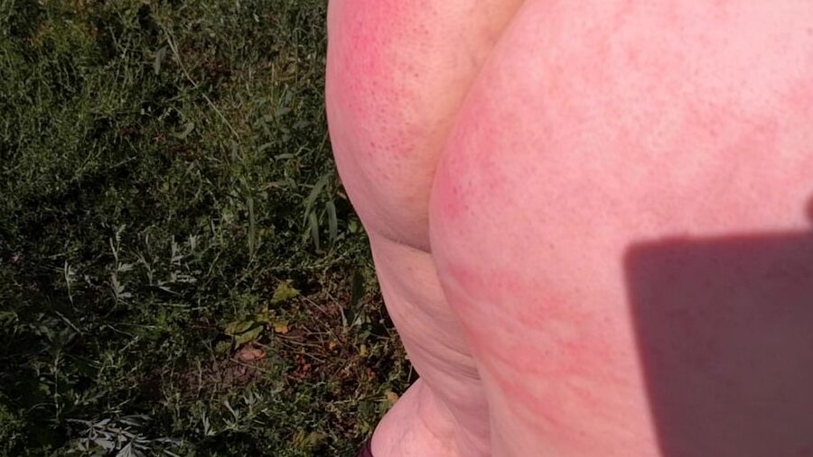 Naked whipping in cornfield