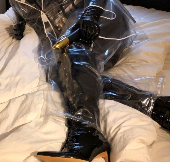 Transparent PVC Plastic Fetish Masturbation