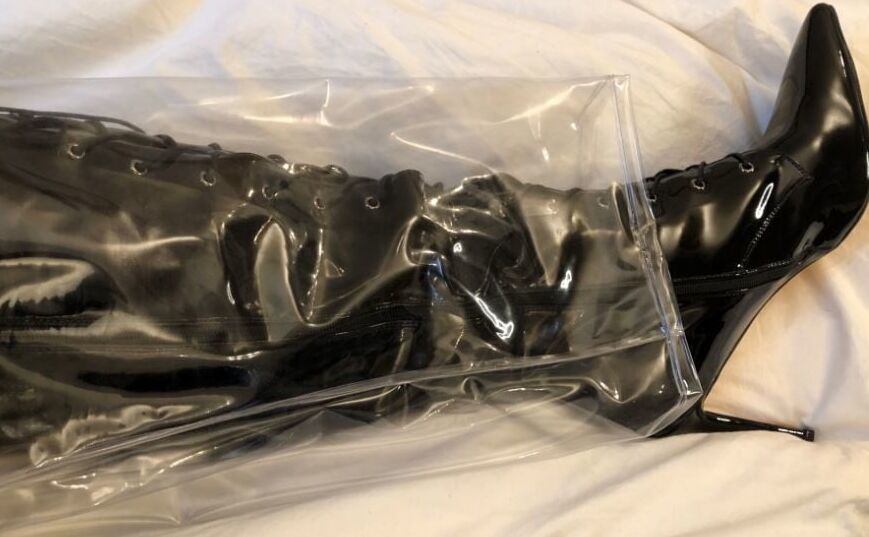 Transparent PVC Plastic Fetish Masturbation