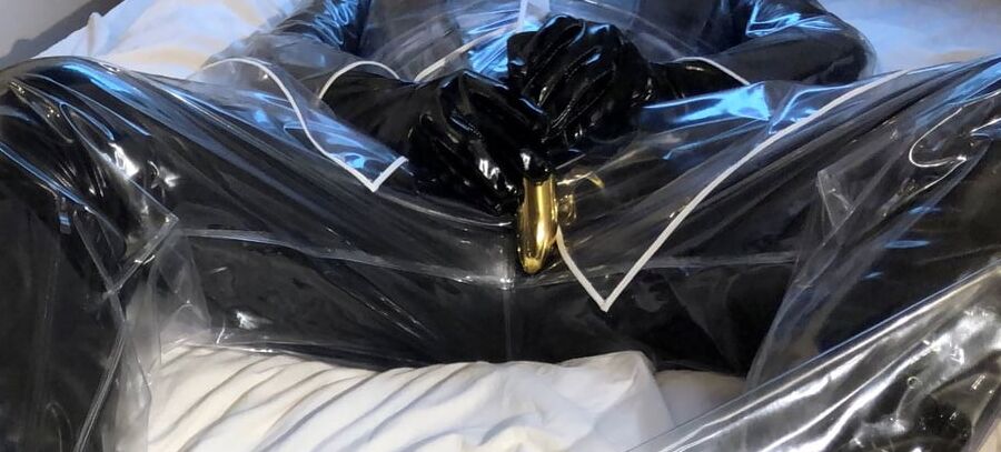 Transparent PVC Plastic Fetish Masturbation