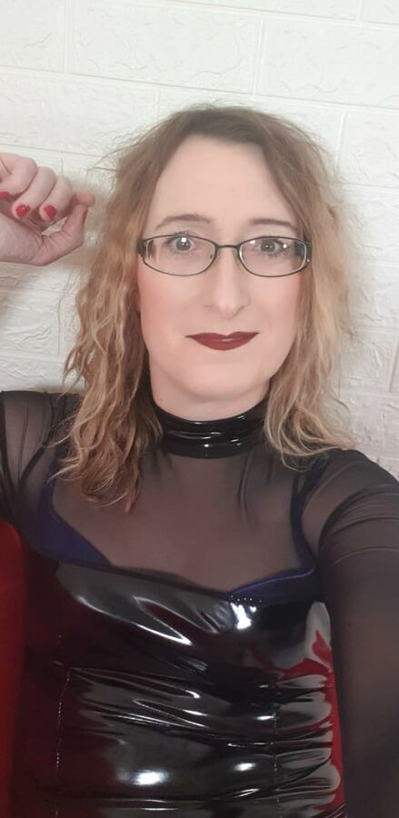 Black Shiny PVC Long bare Legs and Sexy Stilettos