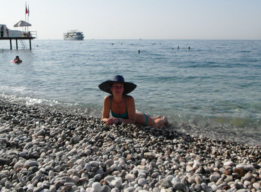 On beach of Alania, Turkey