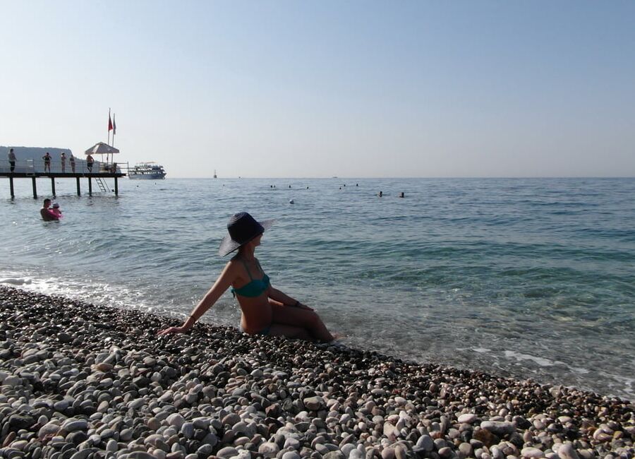 On beach of Alania, Turkey