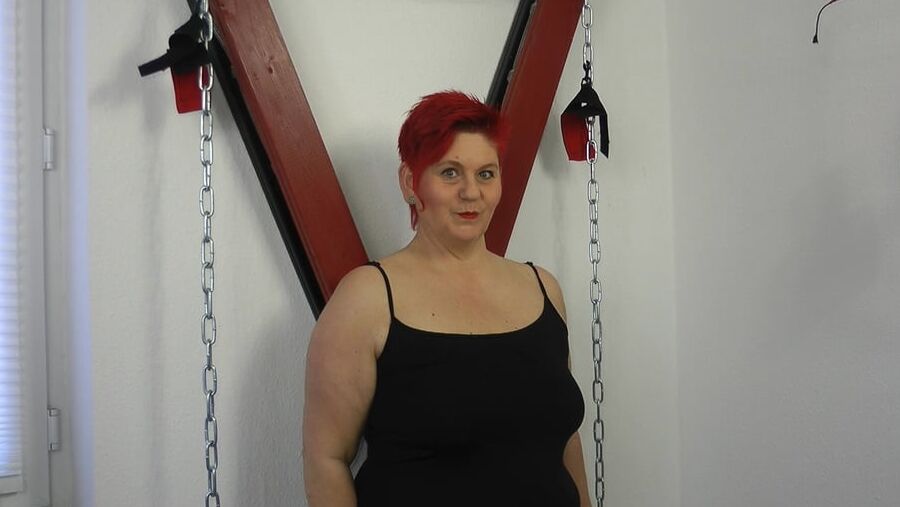 Cane breasts bondage