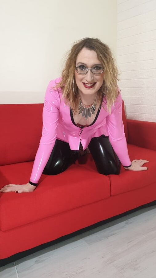 Pink Riding Jacket and Black Leggings from Latex and Lovers
