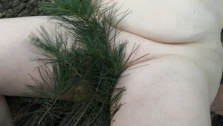 Tit, Ass and Pussy spanking with tree branch