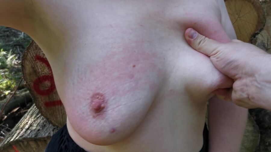 Tit slapping red for fun while hiking