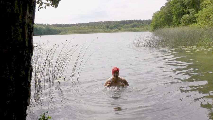 Alone on the lake - First swim in the lake