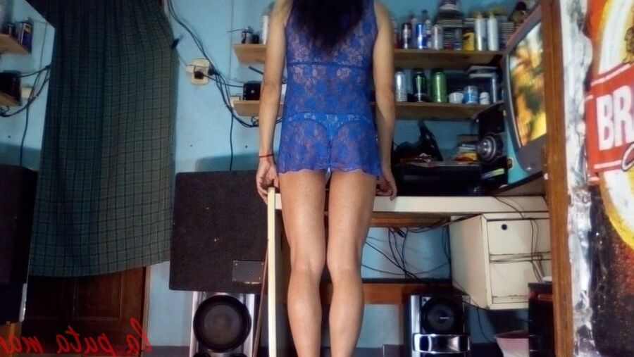 The whore maria wearing a blue dress