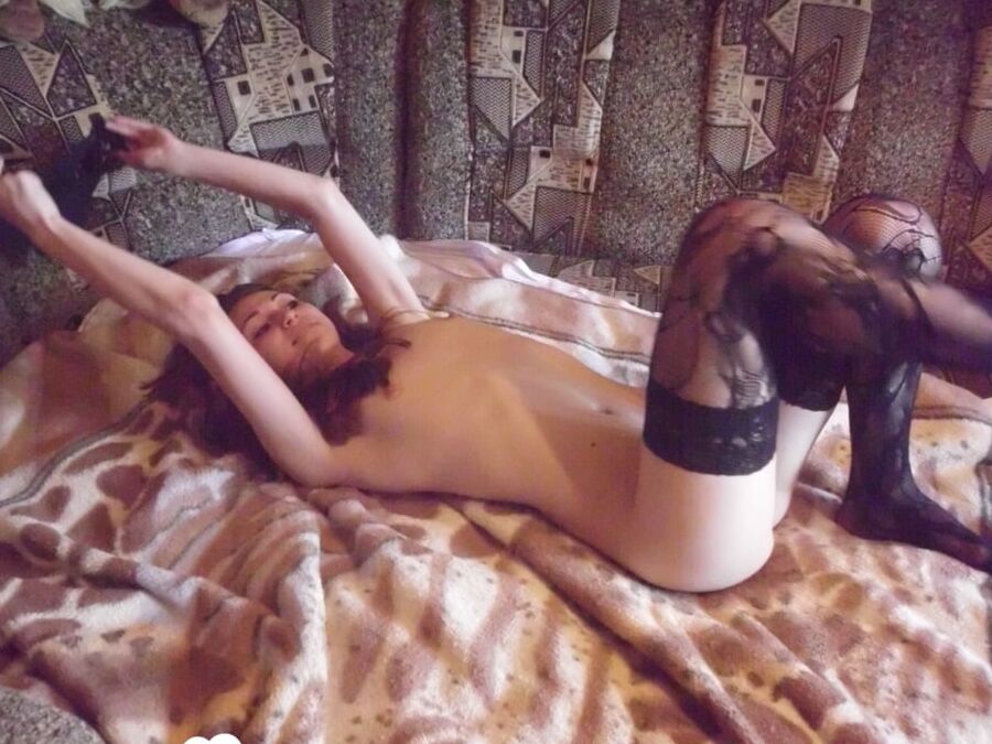 Beauty in stockings masturbating in various positions