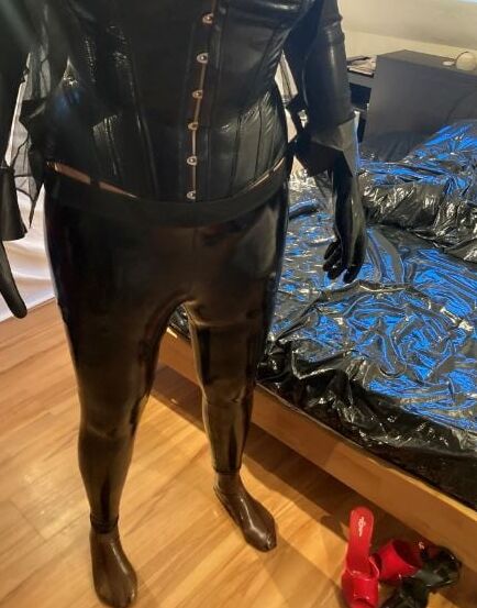 Dressing up for Latex Fetish Video