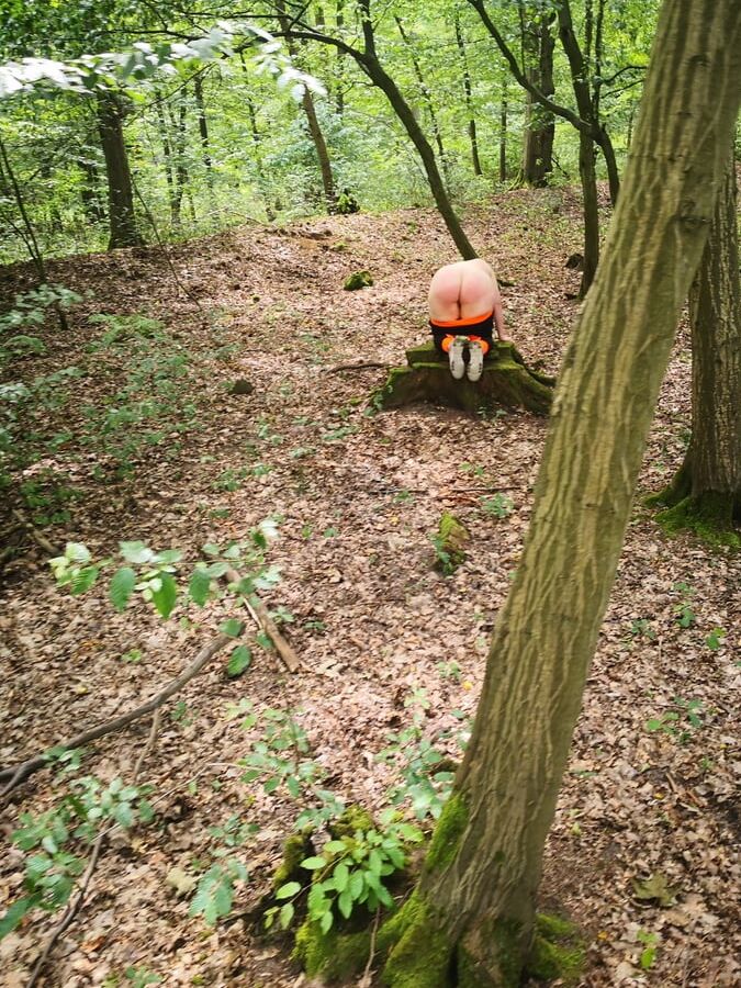 Bare naked tits and ass in the woods