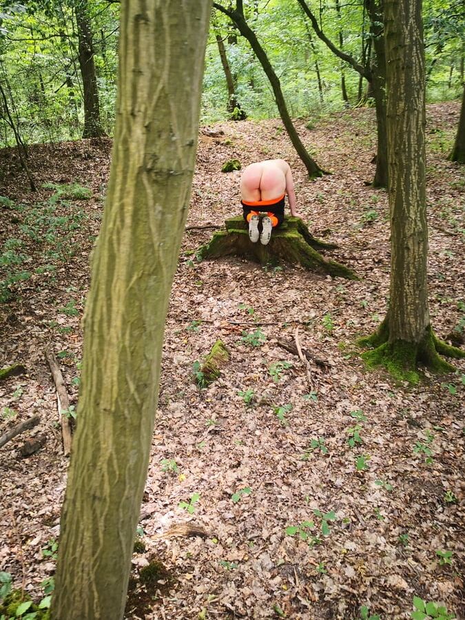 Bare naked tits and ass in the woods