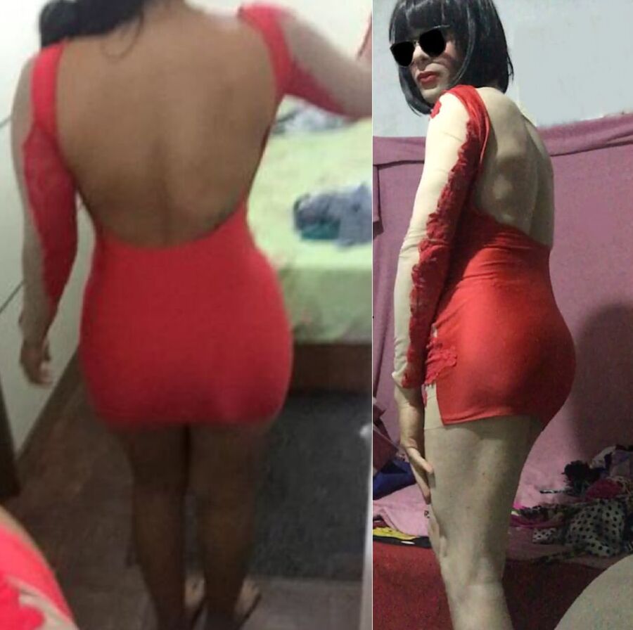Me wearing my wife's clothes