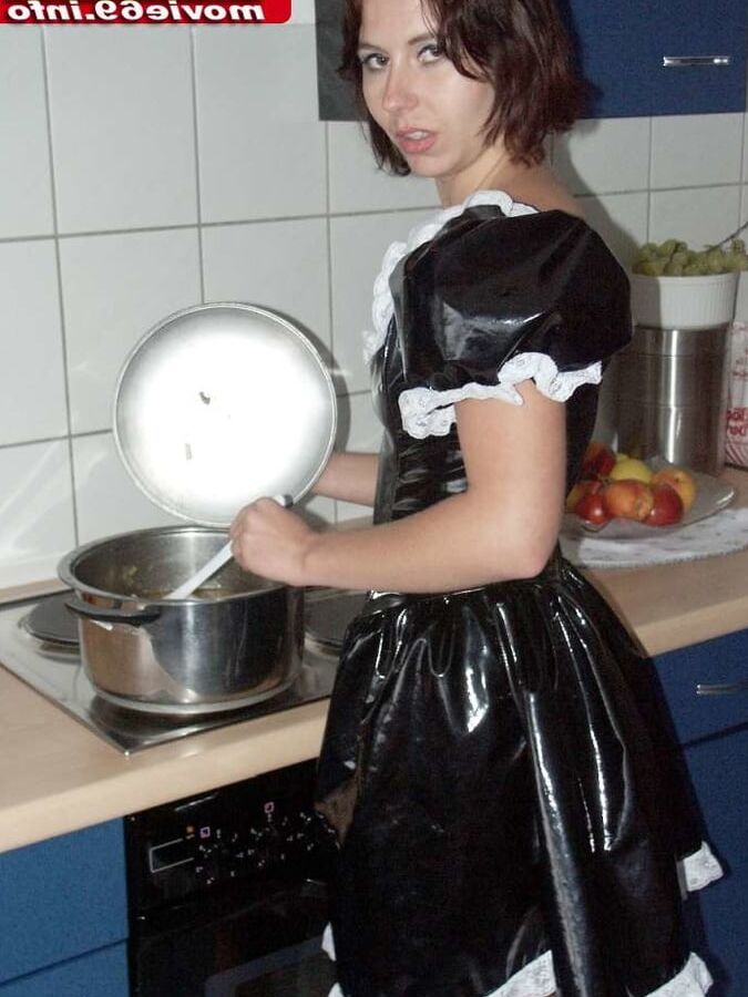 Teen Laura as a maid in the kichen