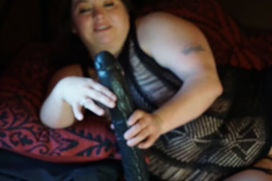Sexy BBW Black Dress and Black Dildos