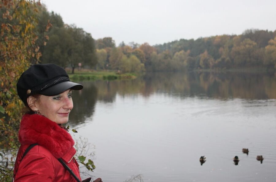 Red jacket and yellow leaves