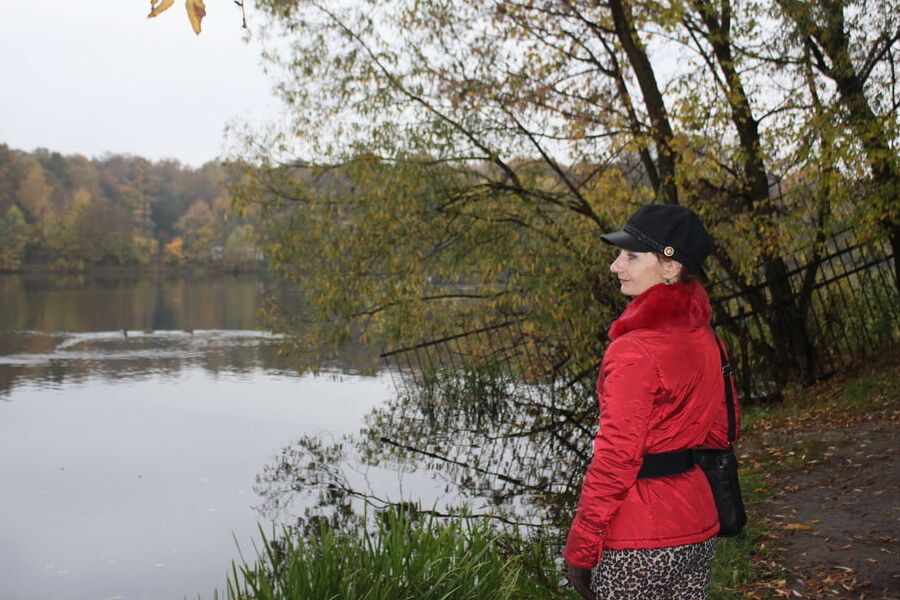 Red jacket and yellow leaves