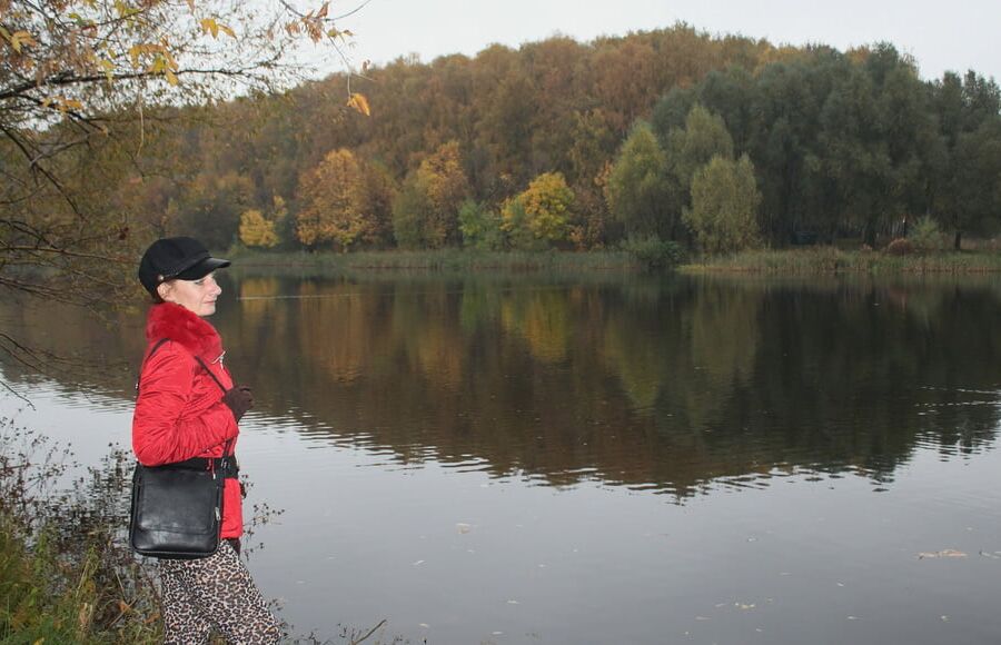 Red jacket and yellow leaves