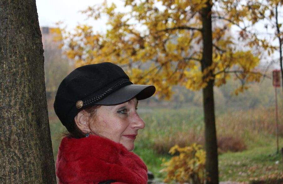 Red jacket and yellow leaves