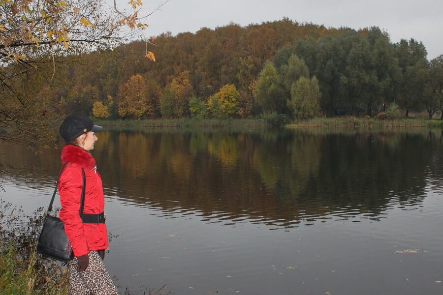 Red jacket and yellow leaves