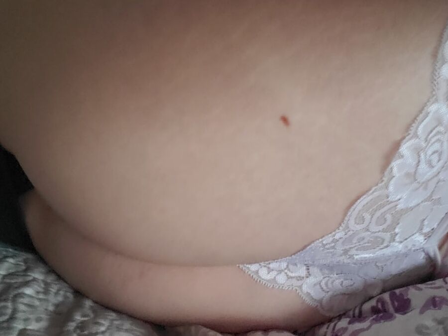 Milf bored housewife in white lace thong panties panties bbw