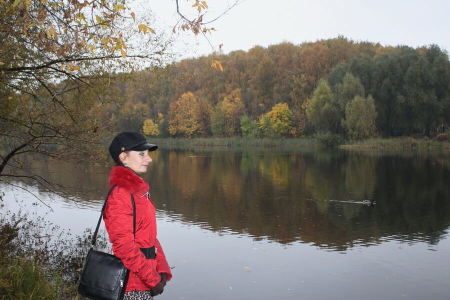 Red jacket and yellow leaves