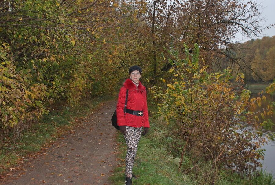 Red jacket and yellow leaves