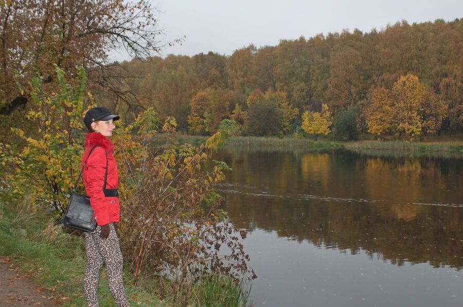 Red jacket and yellow leaves