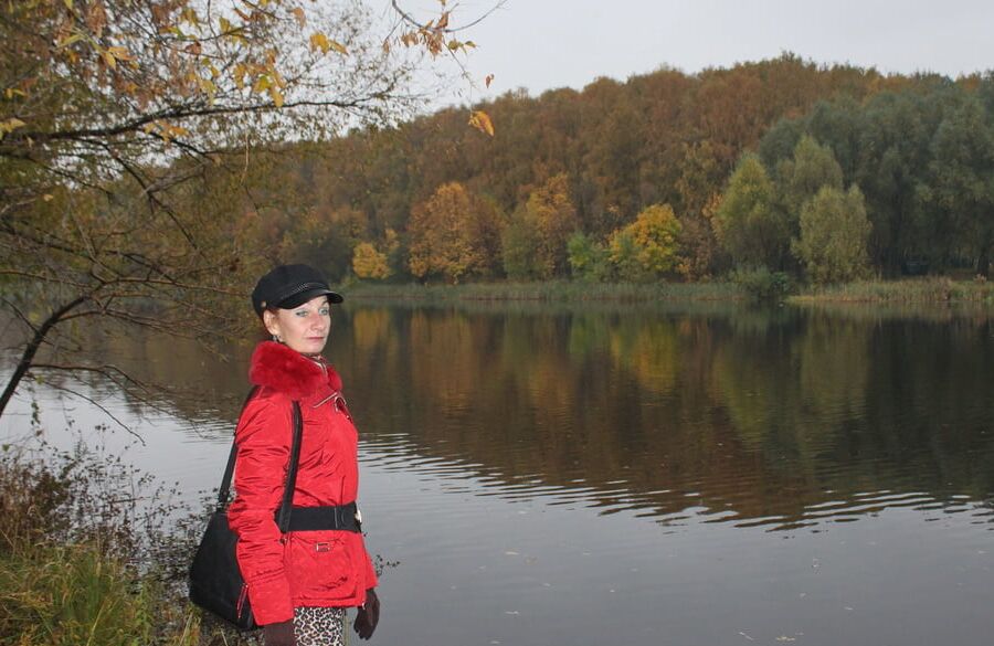 Red jacket and yellow leaves
