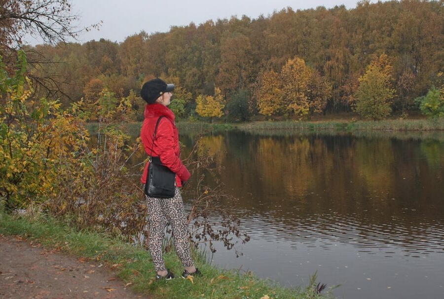Red jacket and yellow leaves