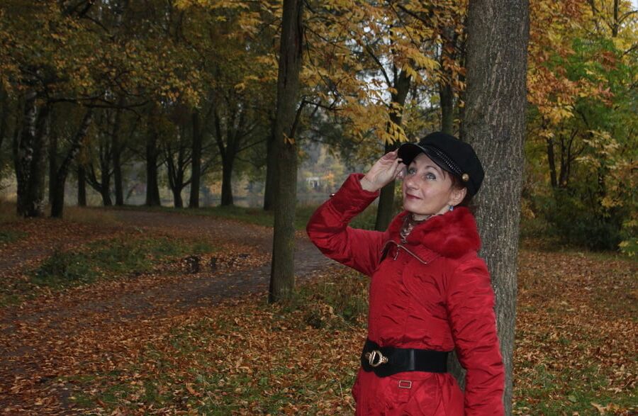 Red jacket and yellow leaves