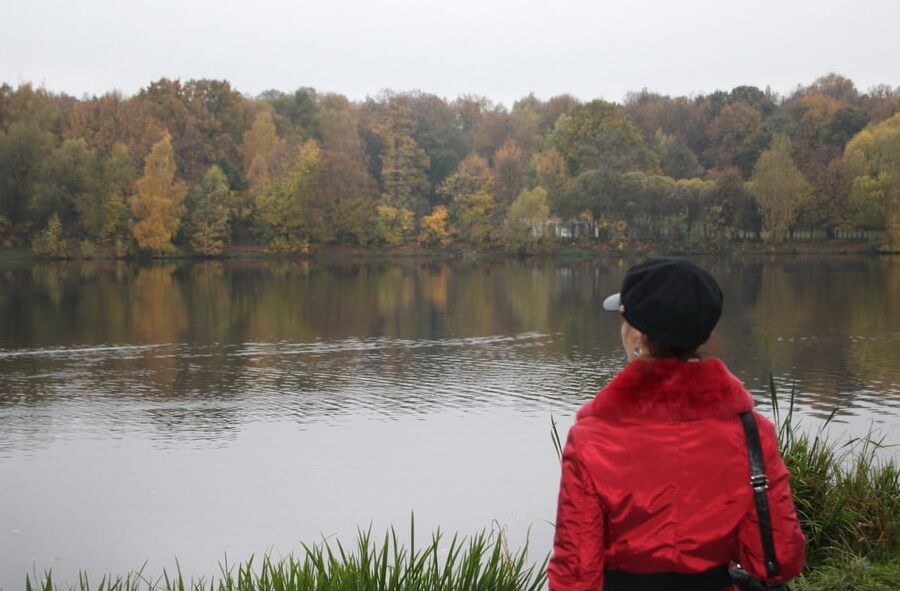Red jacket and yellow leaves