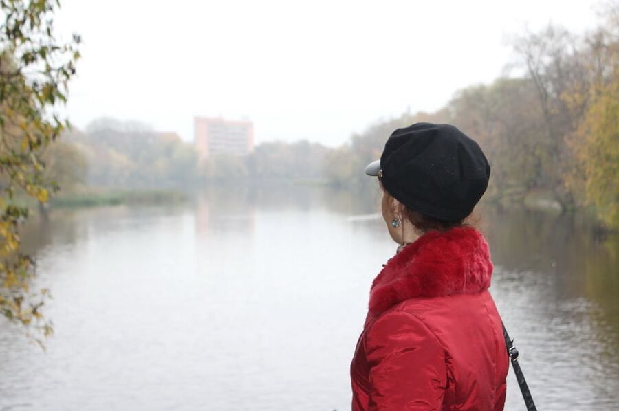 Red jacket and yellow leaves
