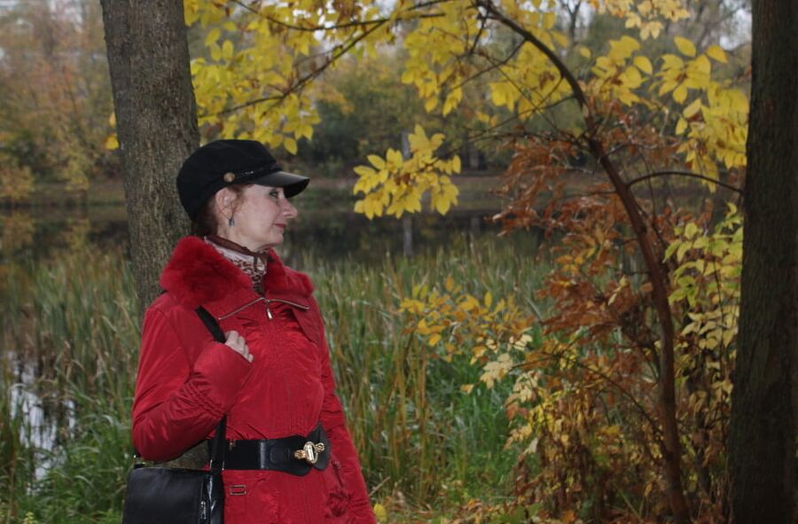Red jacket and yellow leaves