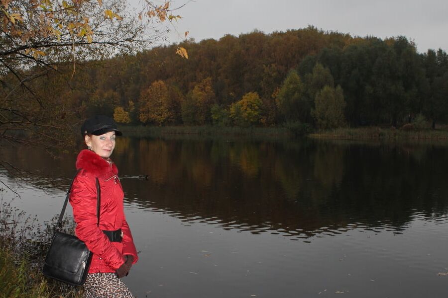 Red jacket and yellow leaves