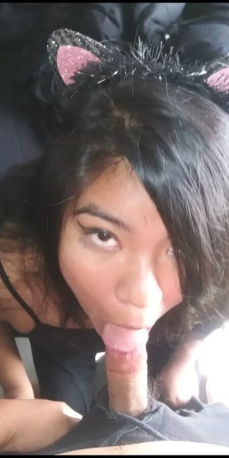 Kitty drinks cum