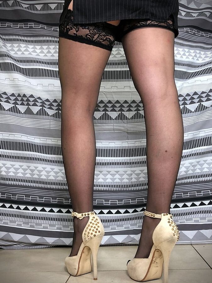 Giada in black stockings