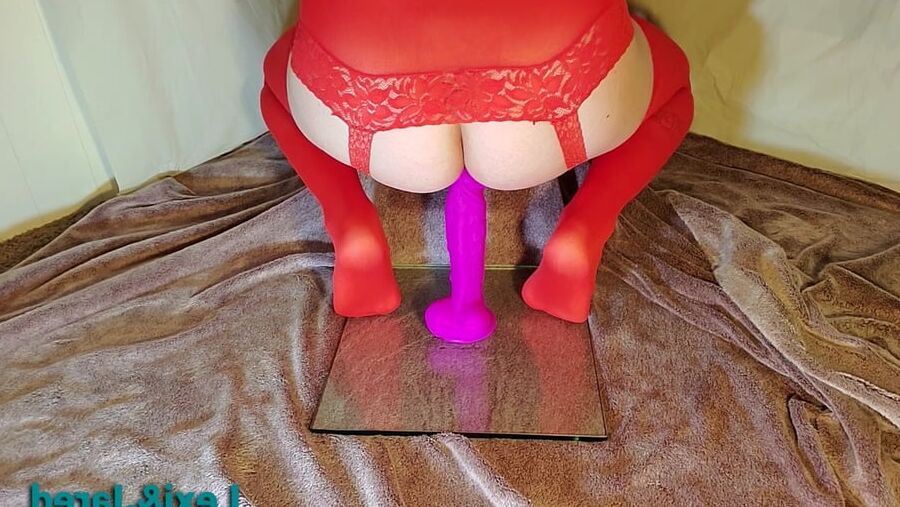 Fat Ass Takes Tip of 8 inch Dildo Anal
