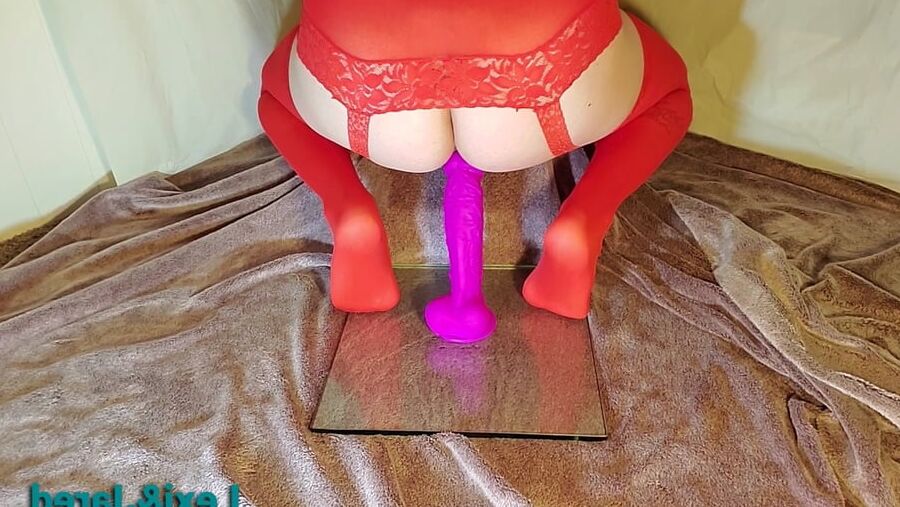 Fat Ass Takes Tip of 8 inch Dildo Anal