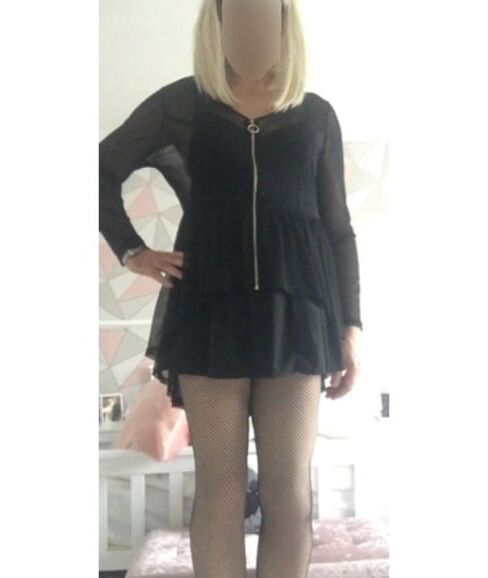 Black skirt and stockings