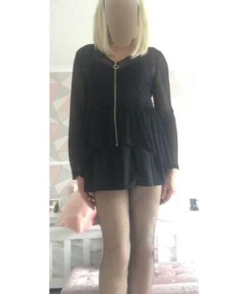 Black skirt and stockings