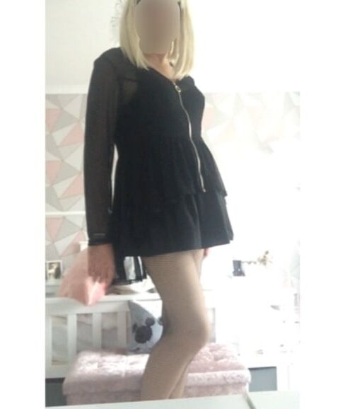 Black skirt and stockings