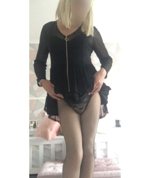 Black skirt and stockings